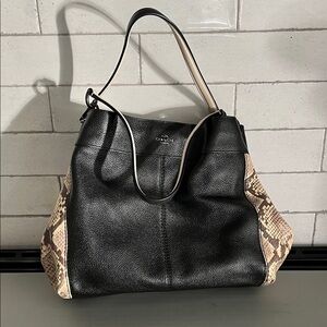 Coach Black and Brown Snakeskin Shoulder Bag